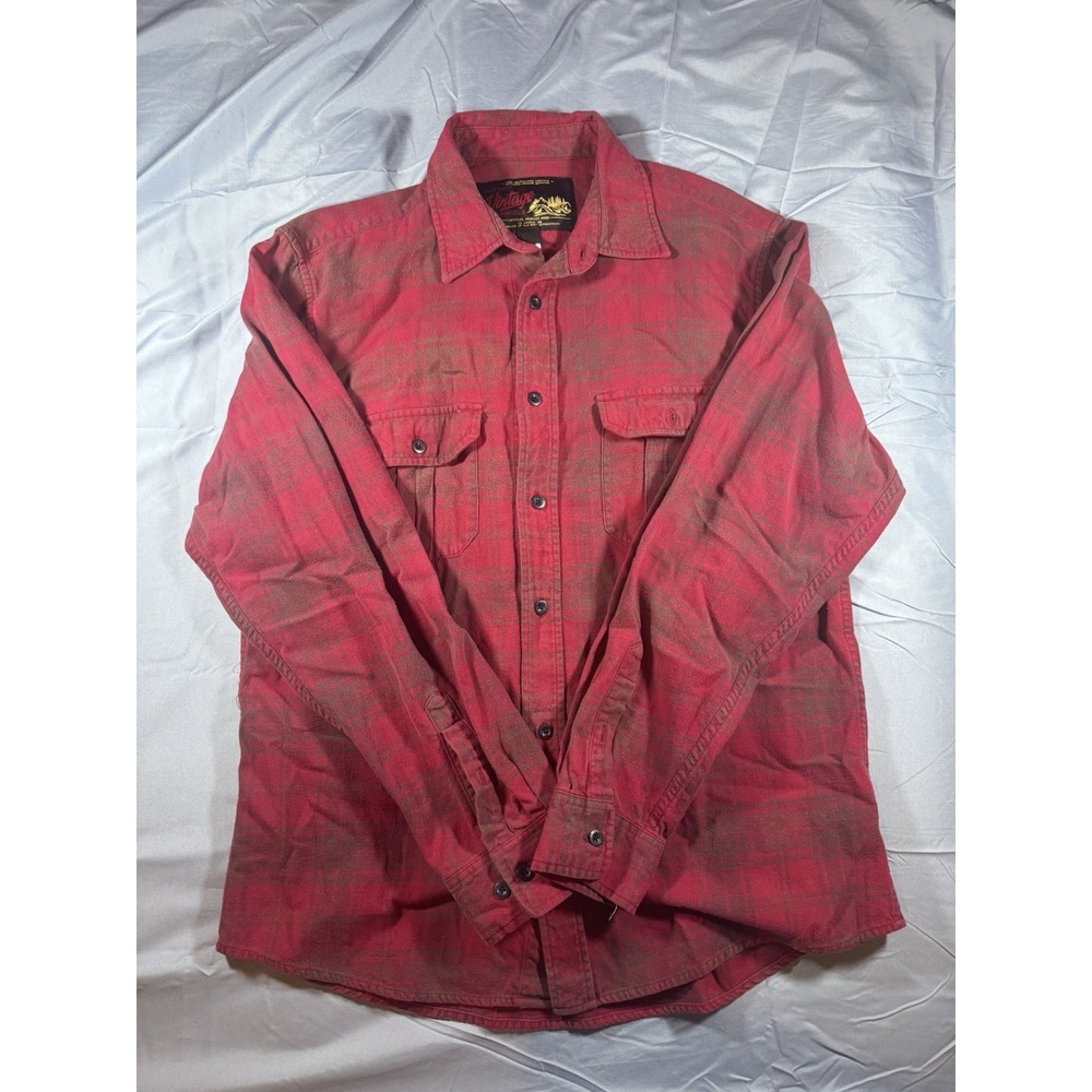 Old Navy Vintage Men's Red Plaid Long Sleeve Flannel Shirt Size Large